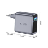 Tech-Protect PowerVision NC140W-GaN 4-PORT PD 140W / QC3.0 Wall Charger - Dark Gray