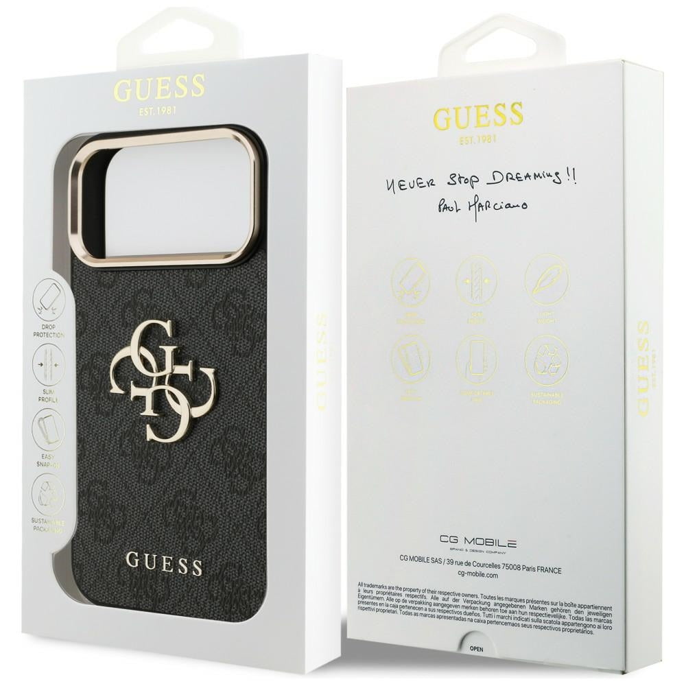 Guess 4G Big 4G Classic Logo Case til iPhone 17 Pro Max / 18 Pro Max - sort og guld