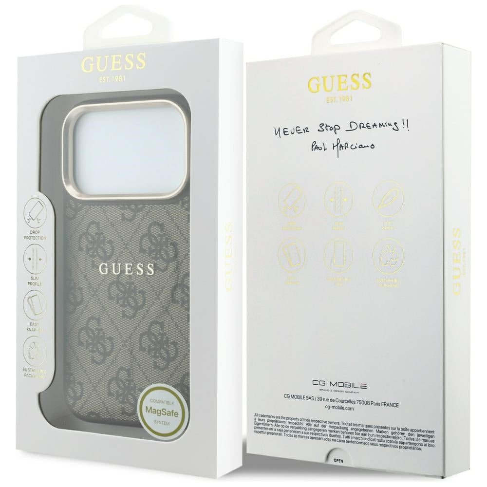 Guess Embossed 4G Classic MagSafe Case til iPhone 17 Pro Max / 18 Pro Max - Brunt
