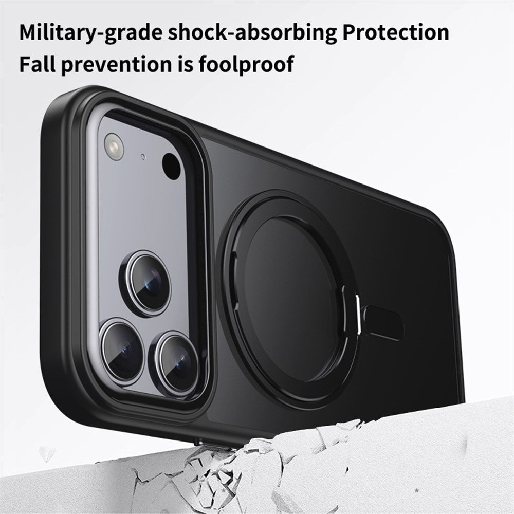 Magnetisk etui med roterende stativ til iPhone 18 Pro / 17 Pro TPU Acryl MagSafe - sort