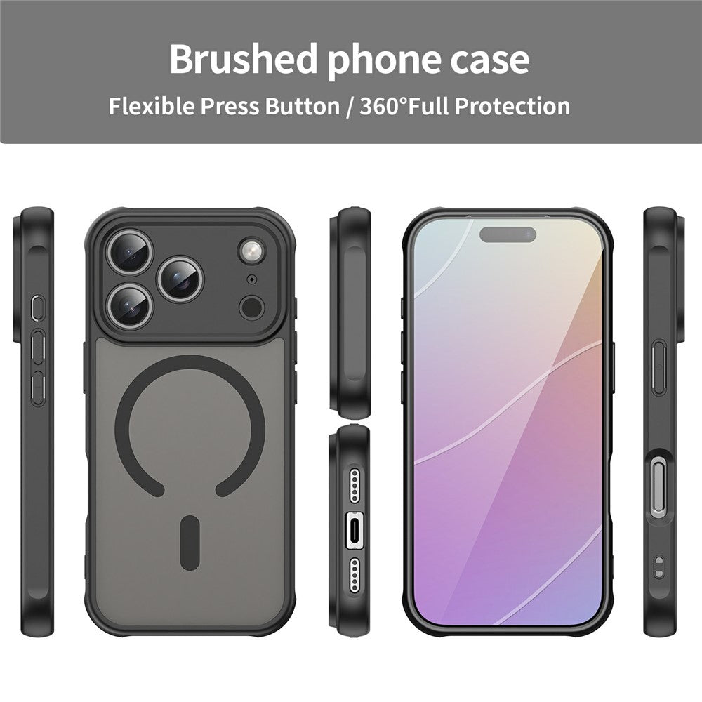 iPhone 18 Pro / 17 Pro PC TPU Magnetisk Matte Case, Drop-resistent - sort