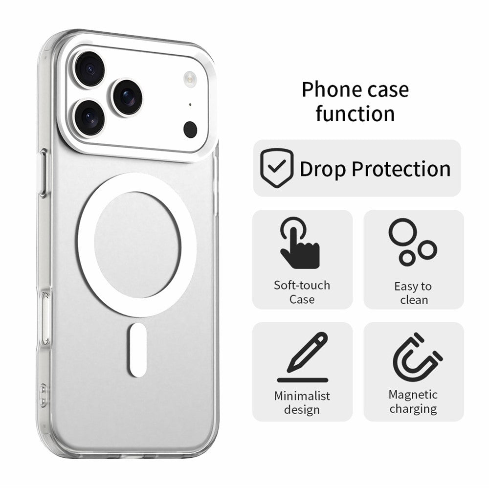 Til iPhone 18 Pro / 17 Pro Magnetisk Case Anti Drop Hybrid Telefon Bagdæksel - Hvid