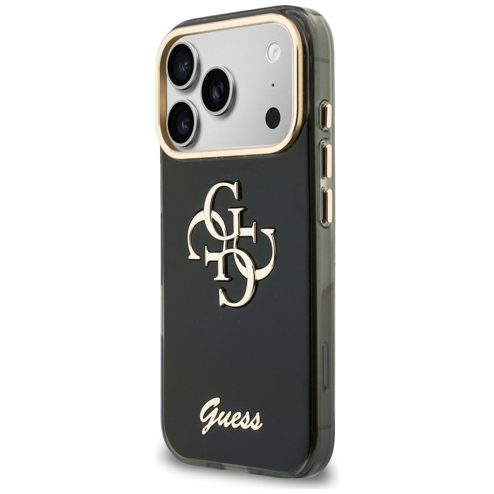 Guess IML 4G Script Metal Case til iPhone 17 Pro / 18 Pro - sort