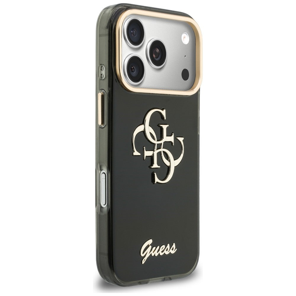 Guess IML 4G Script Metal Case til iPhone 17 Pro Max / 18 Pro Max - sort