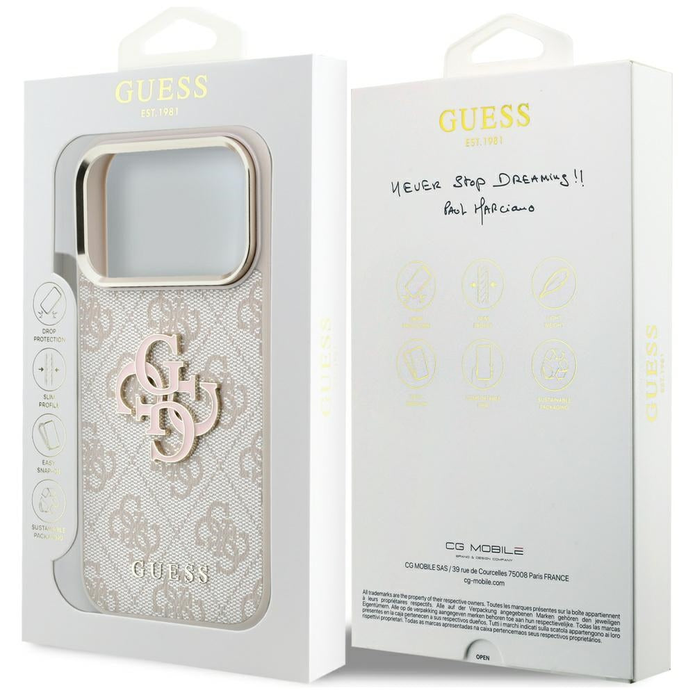 Guess 4G og Big Resin Logo Case til iPhone 17 Pro Max / 18 Pro Max - Pink