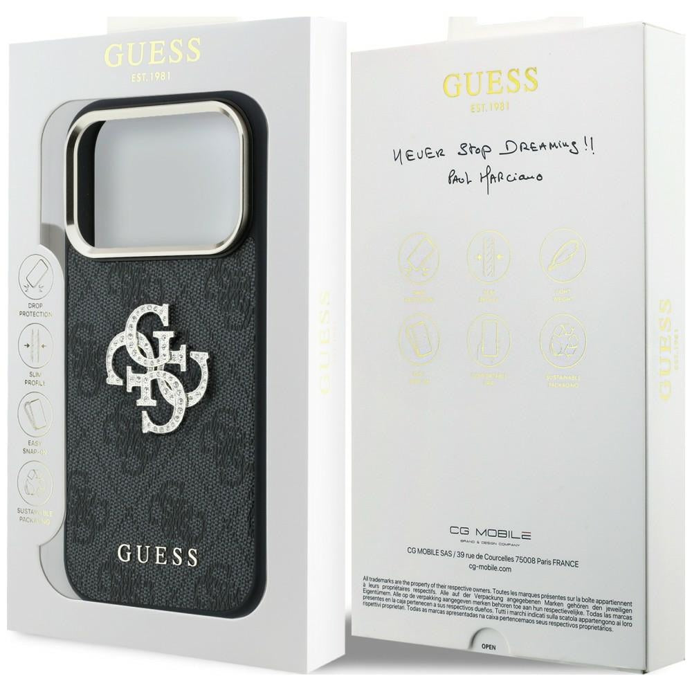 Guess 4G og Big Strass Logo Case til iPhone 17 Pro Max / 18 Pro Max - sort