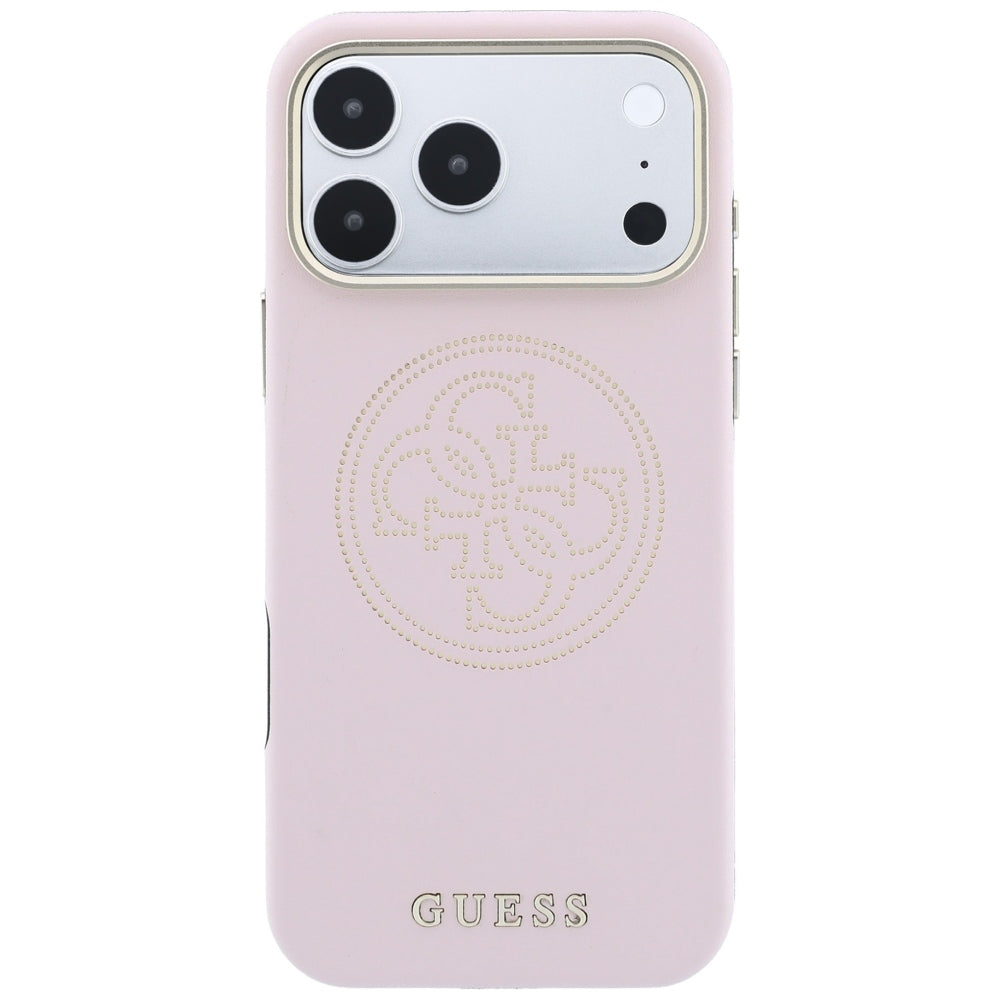 Guess Perforeret 4G Gold Logo Magsafe Case til iPhone 17 Pro / 18 Pro - Pink