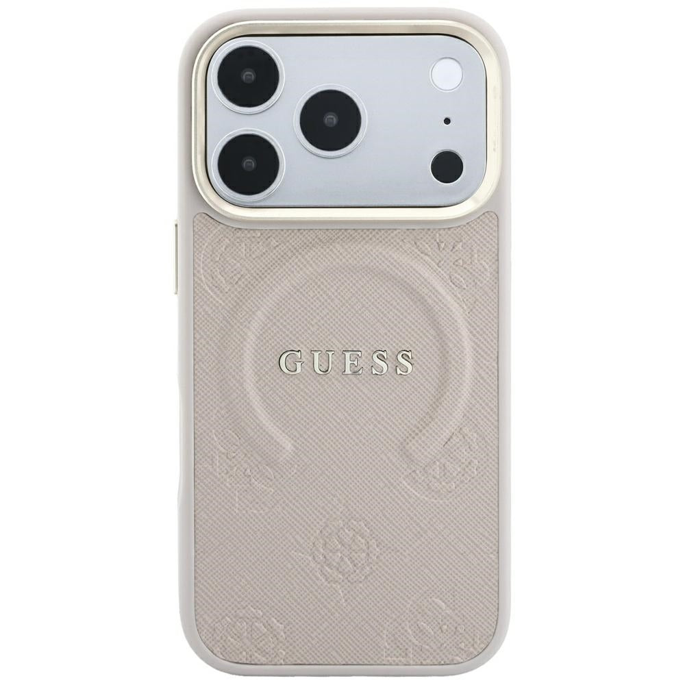 Guess Saffiano Peony & Ring MagSafe fodtøj til iPhone 17 Pro / 18 Pro - pink