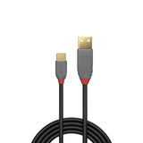 Lindy 36888 USB-kabel USB 2.0 3 m USB A USB C 0,48 Gbit/sek. Sort, Grå