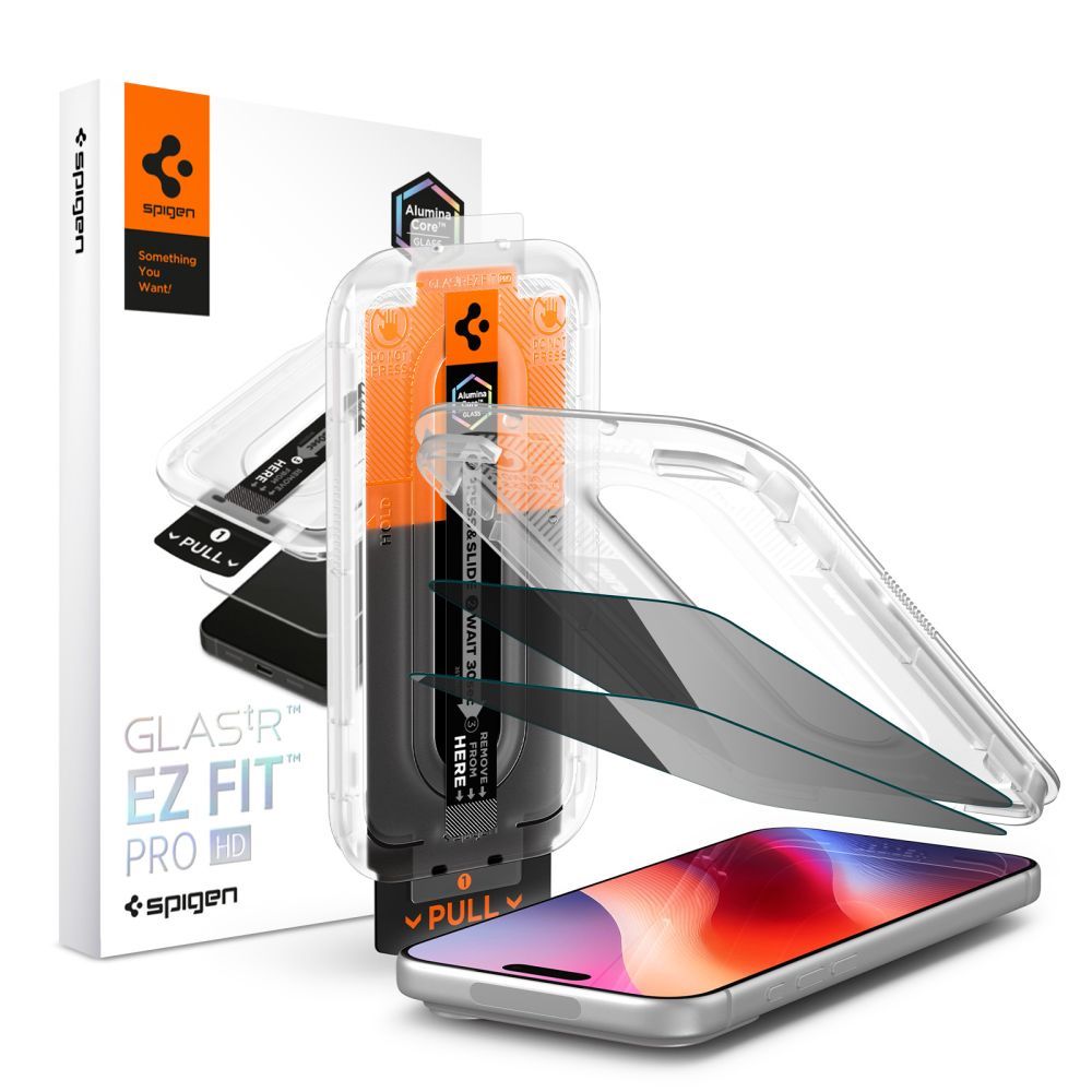 Spigen Glas.tR EZ Fit Pro HD AC 2-Pack Privacy tempereret glas til iPhone 18 Pro