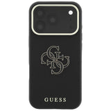 Guess Grained & Big Resin Logo Case til iPhone 18 Pro Max / 17 Pro Max - sort