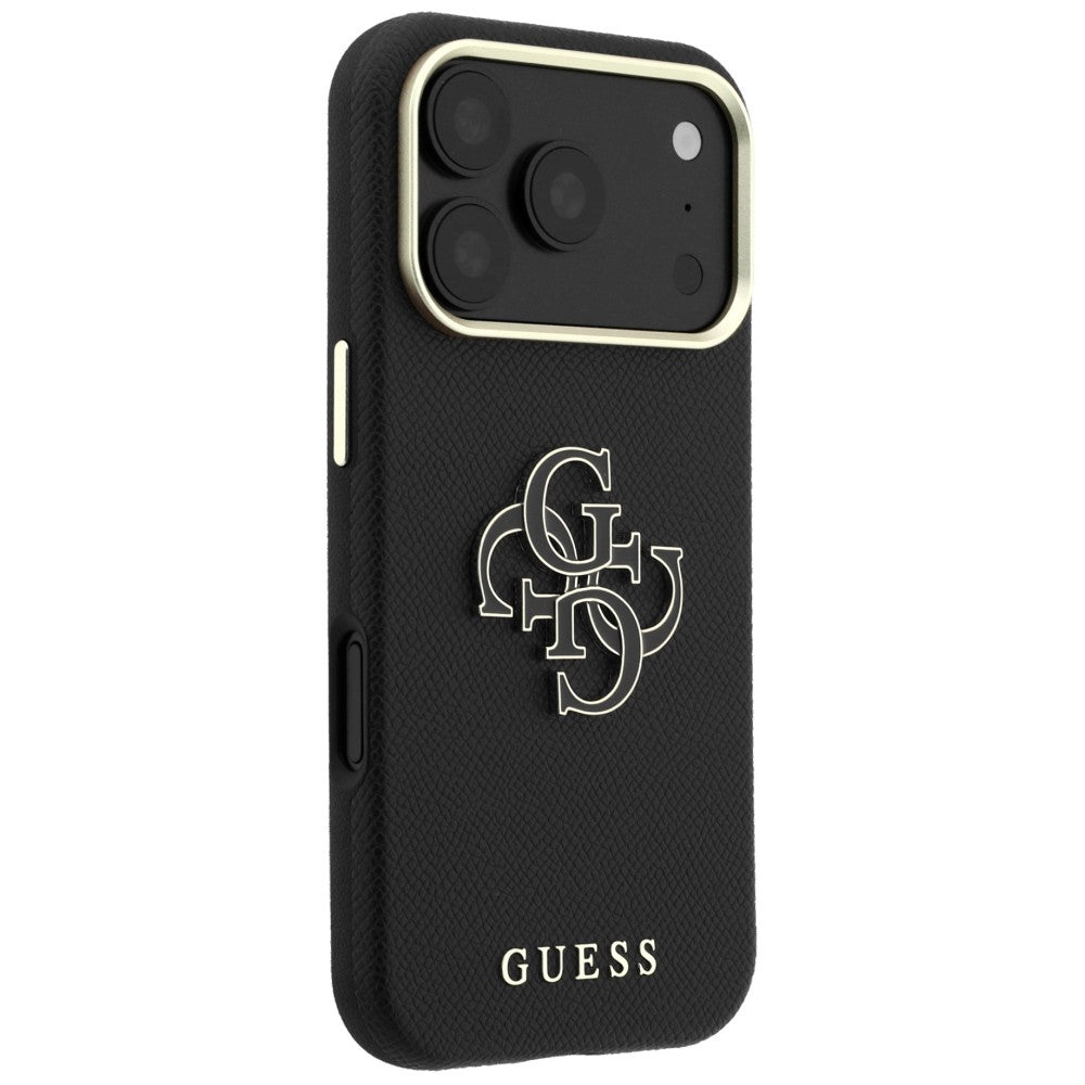 Guess Grained & Big Resin Logo Case til iPhone 18 Pro Max / 17 Pro Max - sort
