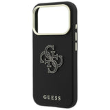 Guess Grained & Big Resin Logo Case til iPhone 18 Pro Max / 17 Pro Max - sort