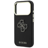 Guess Grained & Big Resin Logo Case til iPhone 18 Pro / 17 Pro - sort
