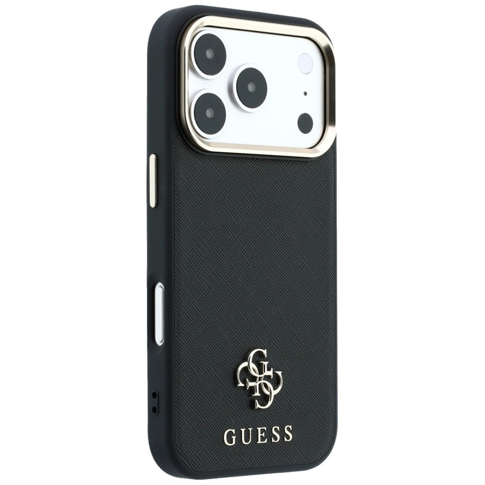 Guess Saffiano Small 4G og Classic Logo MagSafe Case til iPhone 18 Pro / 17 Pro - sort