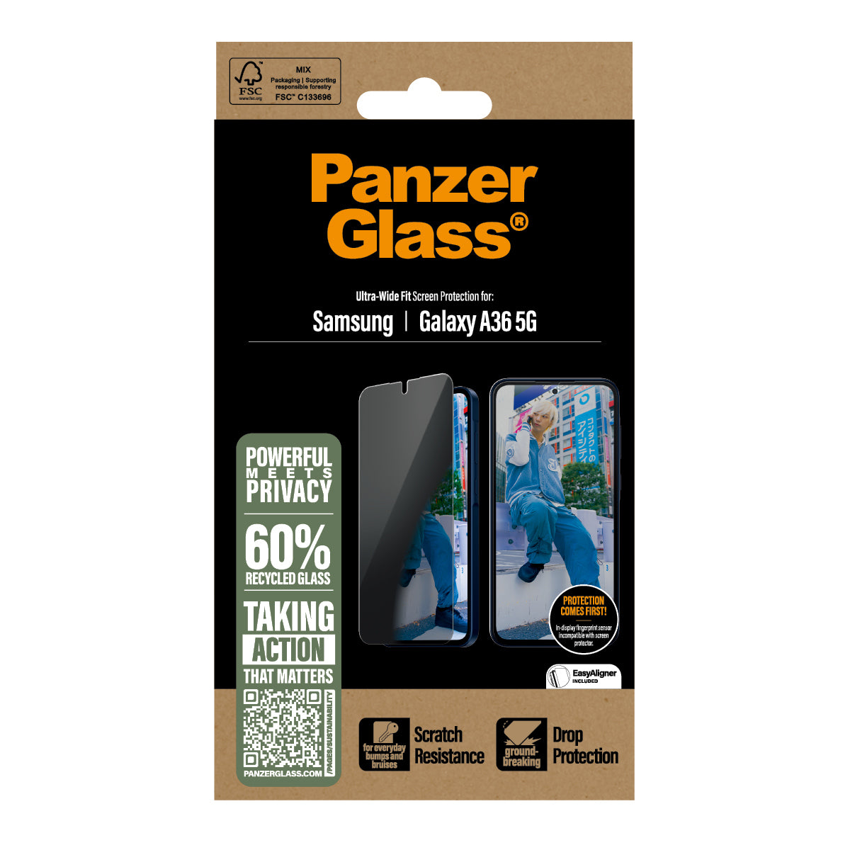 PanzerGlass ® Privacy Skærmbeskyttelse Samsung Galaxy A36 5G | Ultra-Wide Fit