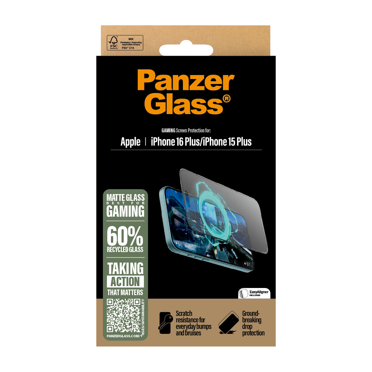 PanzerGlass ® Gaming Skærmbeskyttelse iPhone 16 Plus | 15 Plus | Ultra-Wide Fit