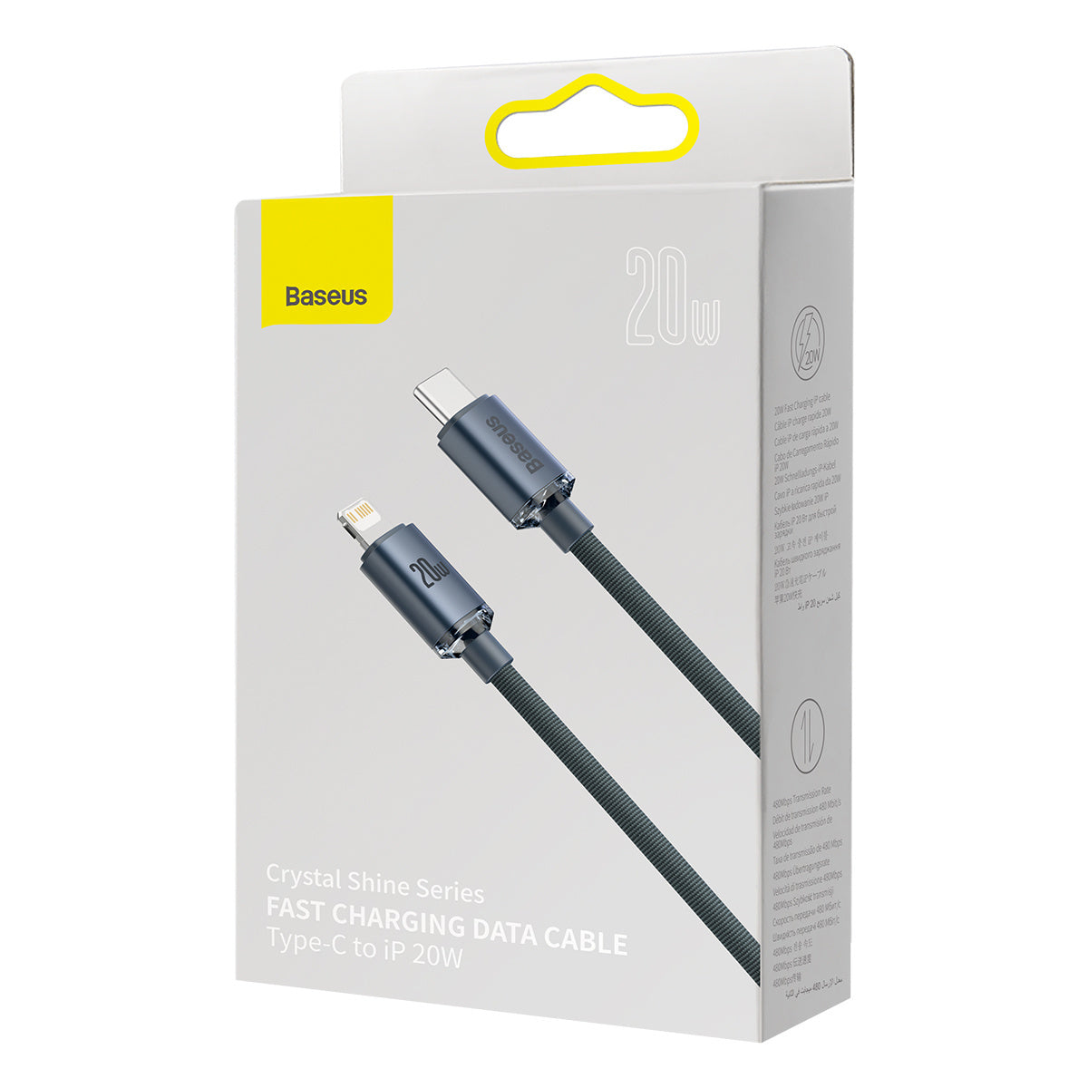 Baseus Crystal Shine kabel USB-C til Lightning, 20W, PD, 2m (sort)