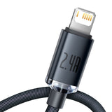 Baseus Crystal Shine kabel USB til Lightning, 2,4A, 2m (sort)