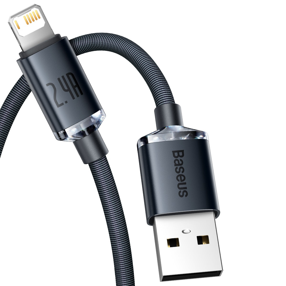 Baseus Crystal Shine kabel USB til Lightning, 2,4A, 2m (sort)
