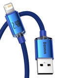 Baseus Crystal Shine kabel USB til Lightning, 2,4 A, 1,2 m (blå)