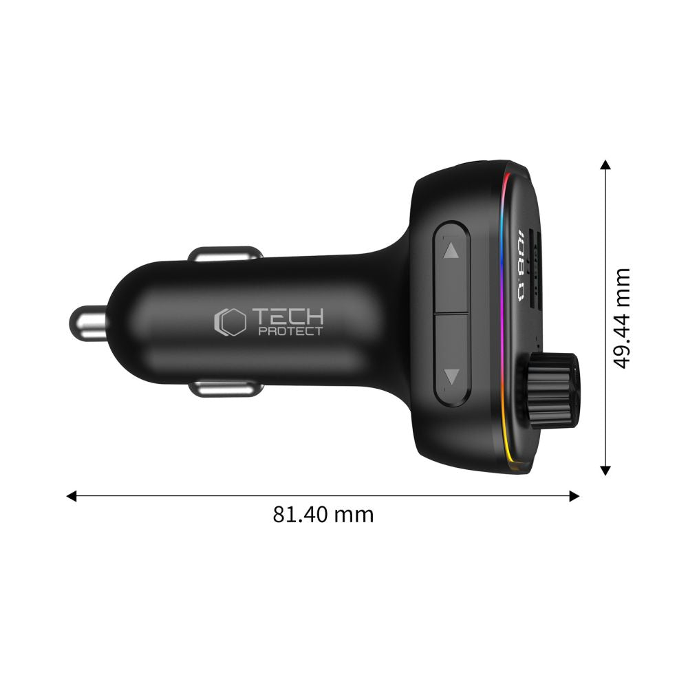 Tech Protect Cc07 3 Ports Biloplader Pd 54 W + Sender Fm Bluetooth Sort