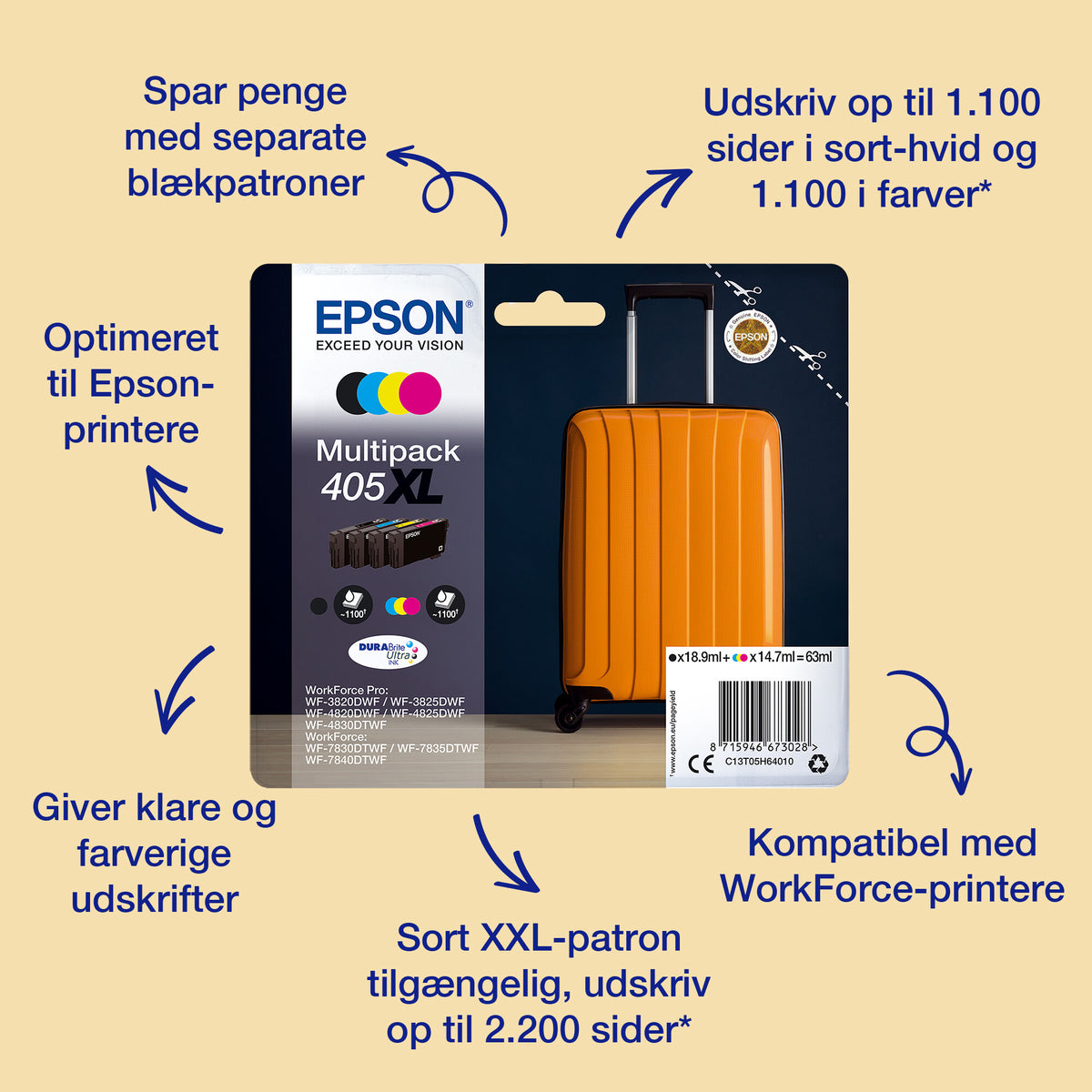 Epson Singlepack Magenta 405XL DURABrite Ultra Ink
