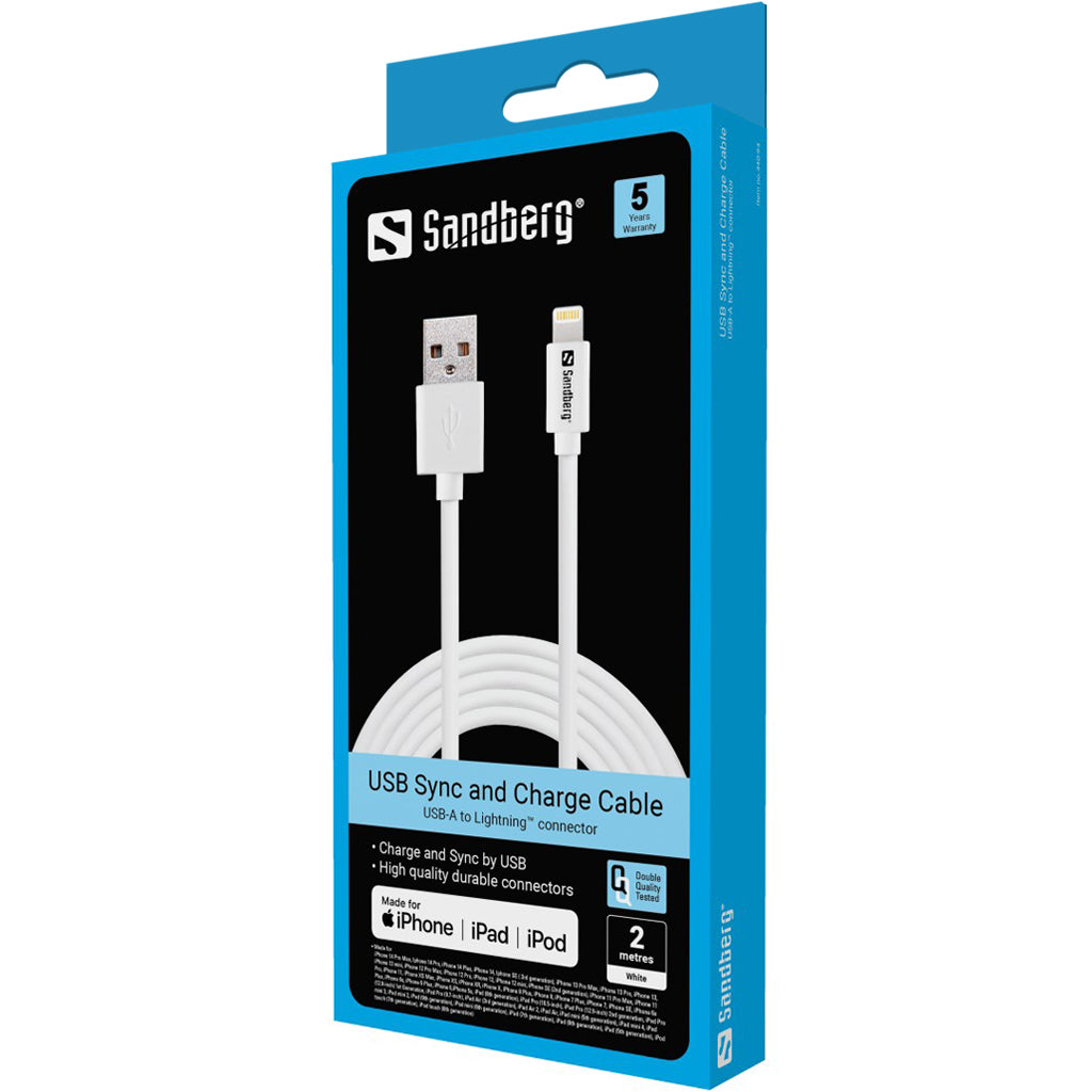 Sandberg USB-A to Lightning, White (2m)
