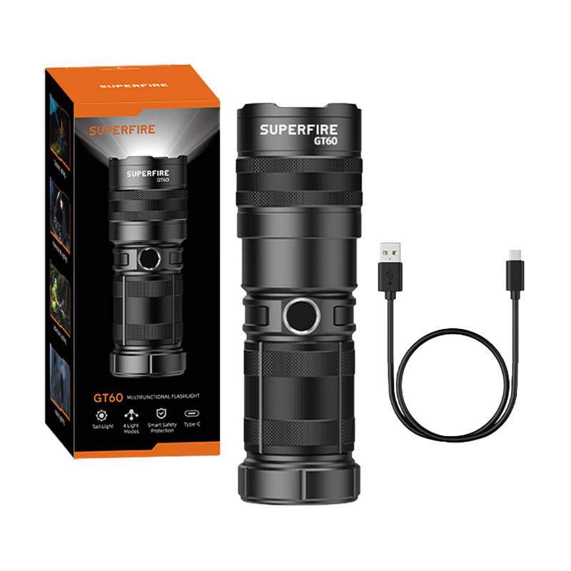 Superfire GT60 lommelygte - 2600 lm, 2 tilstande, USB-C