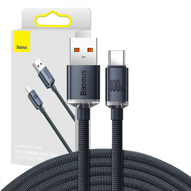 Baseus Crystal Shine kabel USB til USB-C, 100W, 2m (sort)
