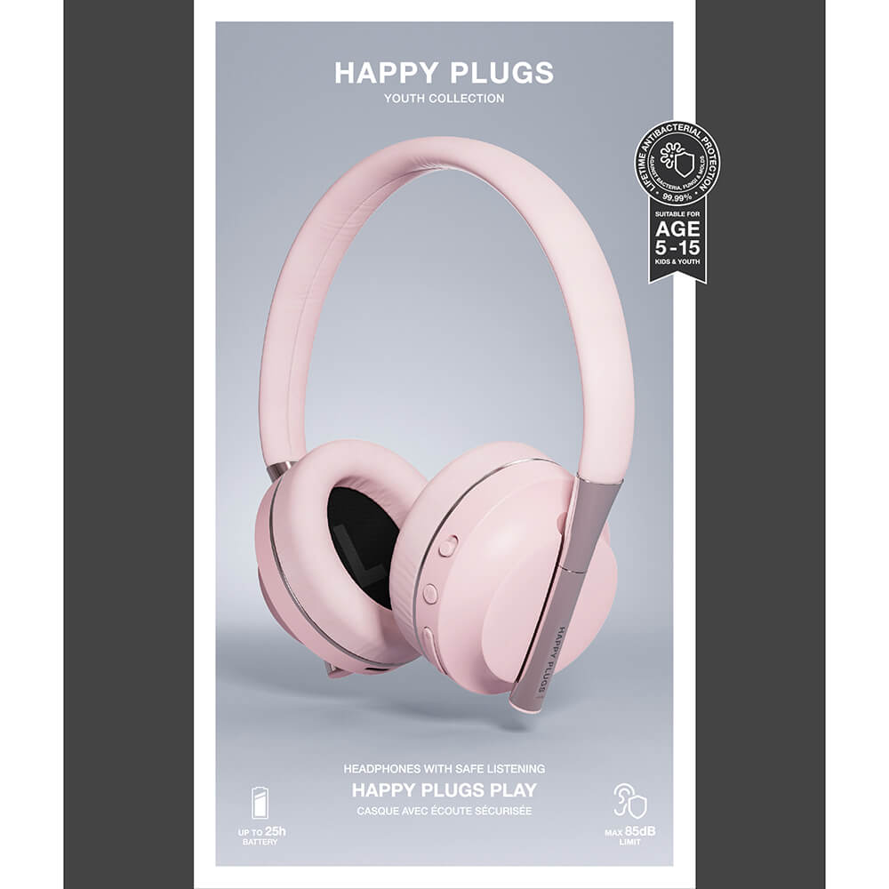 Happy Plugs Play Headphone Over Ear 85d B Wireless Pink/Gold