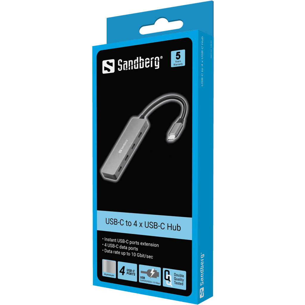 Sandberg 136-41 interface hub USB 3.2 Gen 1 (3.1 Gen 1) Type-C 10000 Mbit/s Grå
