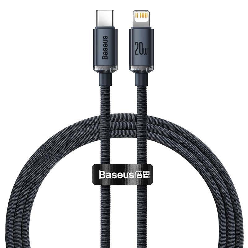Baseus Crystal kabel USB-C til Lightning, 20W, PD, 1,2 m (sort)