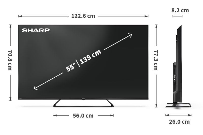 Sharp 55HP6265E TV 139,7 cm (55") 4K Ultra HD Smart TV Wi-Fi Sort