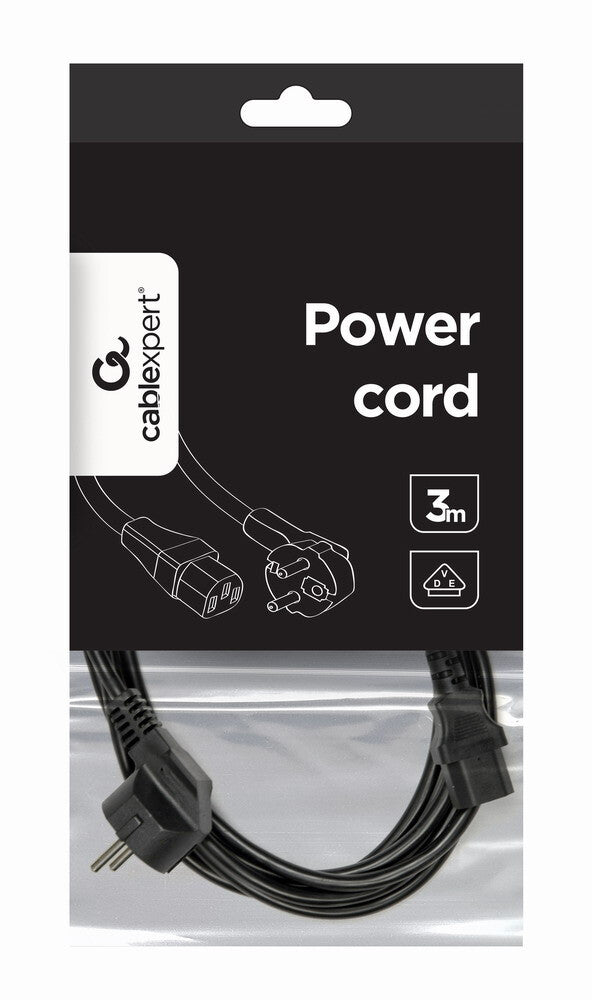 Gembird PC-186-VDE-3M power cord with VDE approval 3 meter Sort