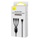 3in1 USB-kabel Baseus Flash-serie, USB-C + micro USB + Lightning, 100W, 1,2m (sort)