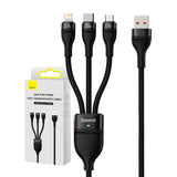 3in1 USB-kabel Baseus Flash-serie, USB-C + micro USB + Lightning, 100W, 1,2m (sort)