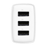 Baseus kompakte hurtigoplader, 3x USB, 17W (hvid)