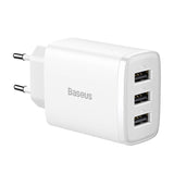 Baseus kompakte hurtigoplader, 3x USB, 17W (hvid)