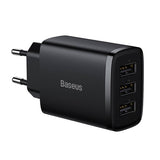 Baseus kompakte hurtigoplader, 3x USB, 17W (sort)