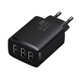 Baseus kompakte hurtigoplader, 3x USB, 17W (sort)