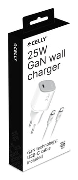 Celly UPTC1USBC25WCTC oplader til mobil enhed Smartphone, Tablet, Telefon Hvid USB Indendørs