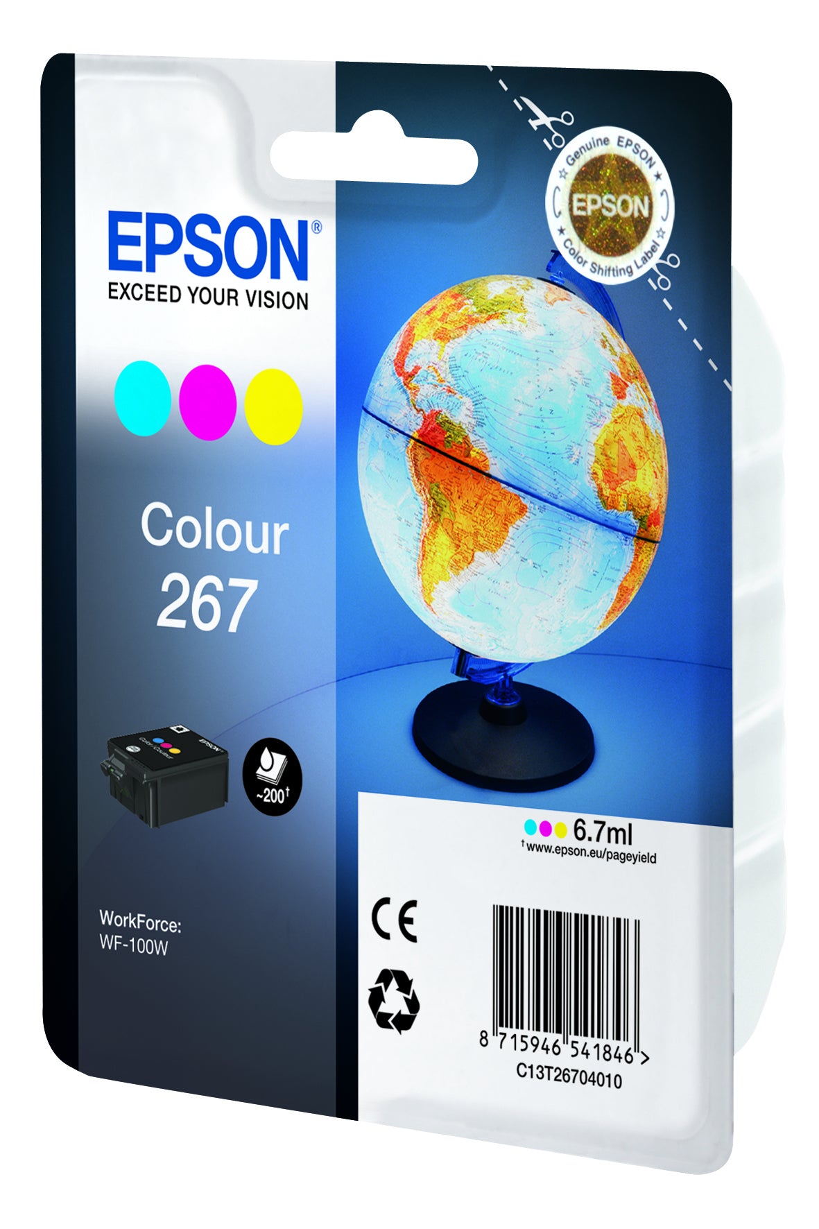 Epson Globe C13T26704010 blækpatron 1 stk Original Blå, Magenta, Gul