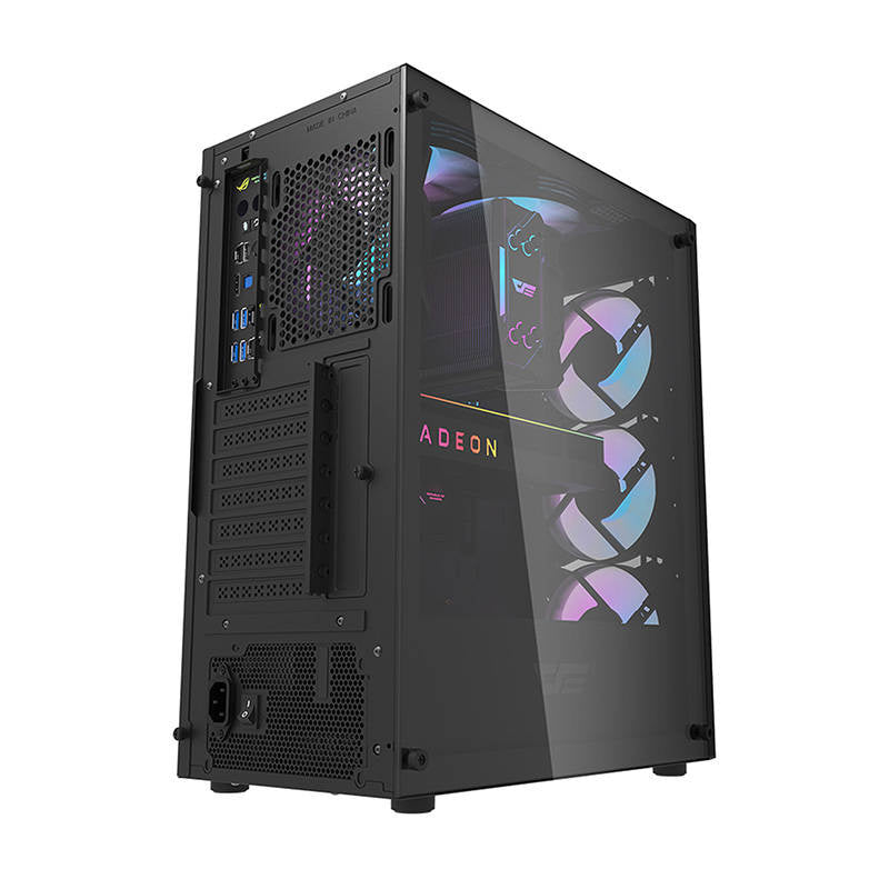 Darkflash DK352 Plus computerkasse (sort) + 4 RGB-ventilatorer