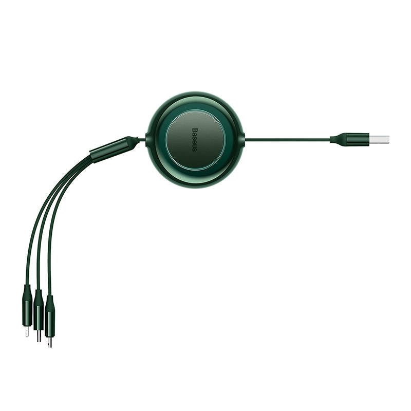 Baseus Bright Mirror 2, USB 3-i-1-kabel til mikro USB / USB-C / Lightning 3,5 A 1,1 m (grøn)