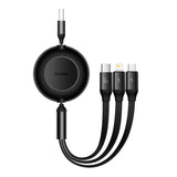 Baseus Bright Mirror 3, USB 3-i-1-kabel til mikro USB / USB-C / Lightning 66W / 2A 1.1m (Sort)