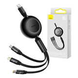 Baseus Bright Mirror 4, USB-C 3-i-1-kabel til mikro USB / USB-C / Lightning 100W / 3.5A 1.1m (Sort)