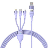 3in1 USB-kabel Baseus Flash Series 2, USB-C + micro USB + Lightning, 100W, 1,5m (lila)