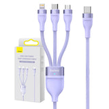 Kabel USB 3w1 Baseus Flash Series 2, USB-C + micro USB + Lightning, 100W, 1,5 m (fiolett)