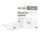 PanzerGlass empower™ by ® Turbo 30W Oplader Single USB-C | UK Stik | Silver White